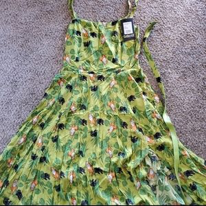 Collectif Vintage jungle cat green summer dress size 12